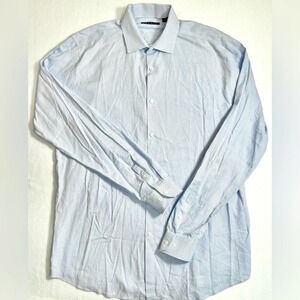 THEORY Men’s Long‎ Sleeve Button Down Cotton Blue Check Shirt Size 17 34-35 L